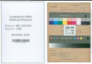 Entnazifizierung Erich Schindler , geb. 19.05.1910 (Kaufmaennischer Angestellter)