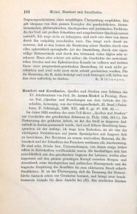 168-169 [Rezension] Michel, Anton, Humbert und Kerullarios; 2. Teil