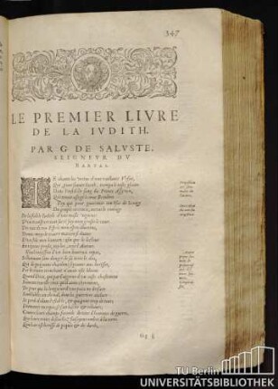Le Premier Livre De La Iudith. Par G. De Saluste, Seignuer Du Bartas.