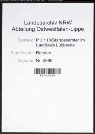 Sterberegister Standesamt Rahden