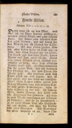 Fünfte Vision. Offenbar. XIII I - 8 II - 18.