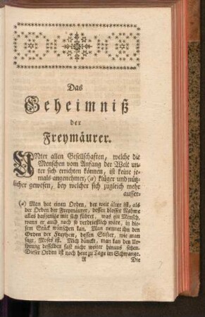 Das Geheimniß der Freymäurer