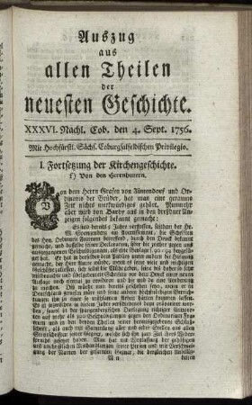 XXXVI. Nachl. Cob. den 4. Sept. 1756.