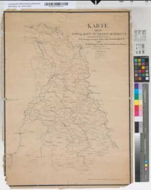 Karte des ehem. Ruhr[=Roer]departements, nach den gegenwärtigen Reg.-Bez. abgeteilt, nebst Beibehaltung der alten Kreis- und Kantonsgrenzen. Gez. Feb. 1818 von J.F.C. Tassau