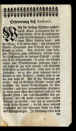 Erinnerung deß Authoris.