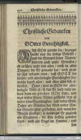 Christliche Gedancken von Gottes Gerechtigkeit