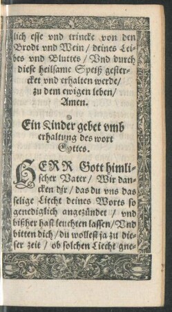 Ein Kinder gebet umb erhaltung des wort Gottes.