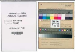 Entnazifizierung Fritz Ahlemeyer , geb. 27.10.1887 (Kaufmann)