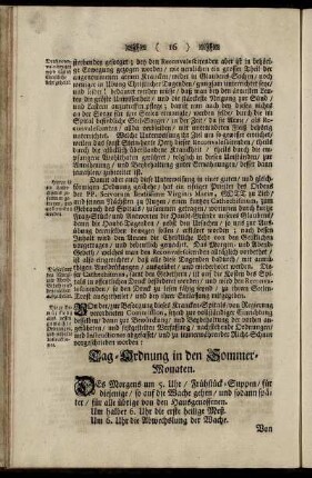 Tag-Ordnung in den Sommer-Monaten – In den Winter-Monaten