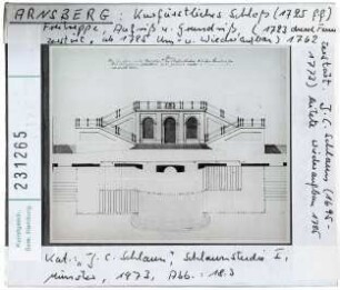 Arnsberg: Kurfürstliches Schloss, Freitreppe, Aufriss und Grundriss