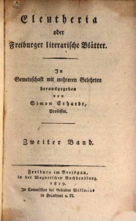 Eleutheria oder Freiburger literarische Blätter. 2. 1819