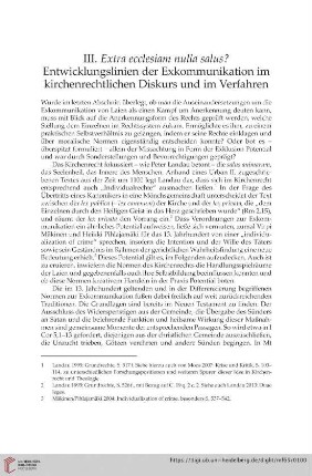 III. Extra ecclesiam nulla salus? Entwicklungslinien der Exkommunikation im kirchenrechtlichen Diskurs und im Verfahren