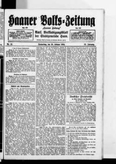 Haaner Volks-Zeitung. 1896-1928