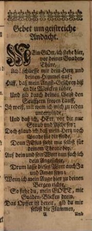 Das in gebundenen Seuffzern mit Gott verbundene Andächtige Hertz, vor den Thron der Gnaden geleget
