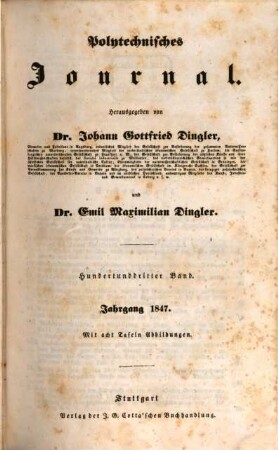 Polytechnisches Journal. 103. 1847