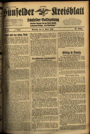 Erste Ausgabe vom Montag, den 08. April 1935.