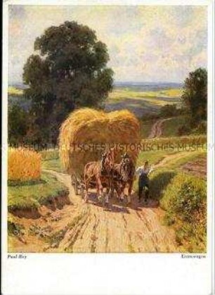 Von Pferden gezogener Erntewagen