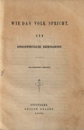 Wie das Volk spricht