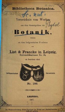Lager-Verzeichnis. 186. 1887