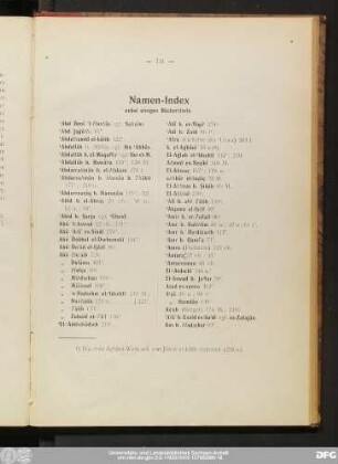 Namen-Index nebst einigen Büchertiteln.