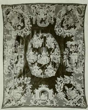 Seidendamastdecke, 18. Jh., Mus. Bautzen