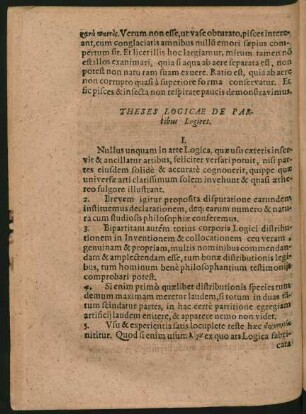 Theses Logicae De Partibus Logices.