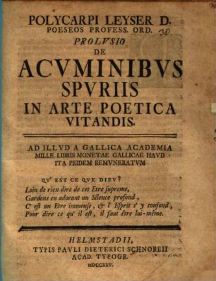 Prolusio de acuminibus spuriis in arte poetica vitandis