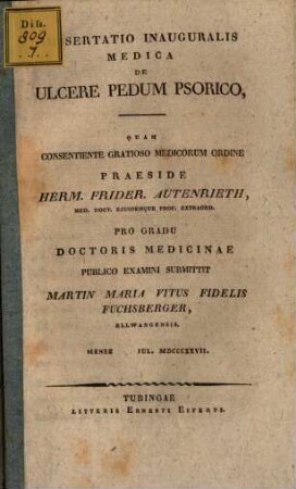 Diss. inaug. med. de ulcere pedum psorico