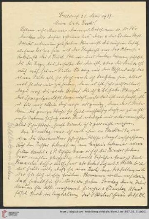 Korrespondenz von Alice und Ludwig Klein: Brief von Alice Klein an Irmgard Klein