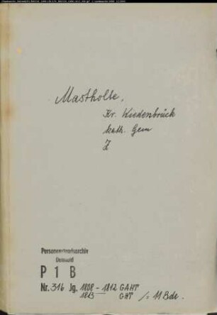 Zivilstandsregister der katholischen Gemeinde Mastholte, Kreis Wiedenbrück (GAHT 1808-1812, GHT 1813) (Gemeinde: Katholische Gemeinde Mastholte)