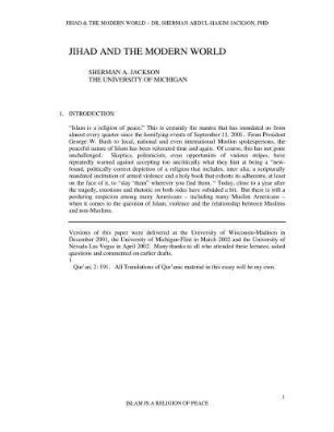 Jihad and the modern world