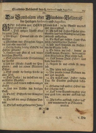 IV. Das Symbolum oder Glaubens-Bekäntniß des heyligen Ambrosii und Augustini