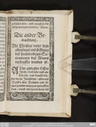 Die ander Betrachtung. Wie Christus unter dem abendmal und stifftung deß hochwirdigen Sacraments deß Altars verkauffet worden ist.