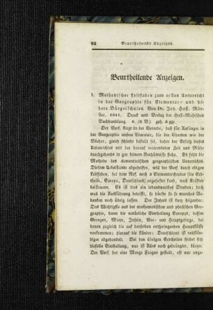 Beurtheilende Anzeigen