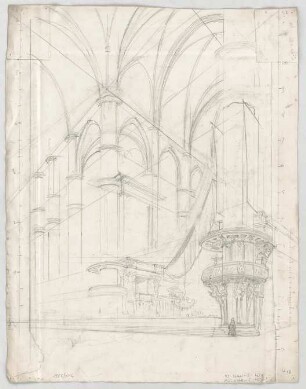 Bauernfeind, Gustav; Italien; Österreich; Schweiz; Studien- und Reiseskizzen - Dom in Mailand - Innenraum (Perspektive)