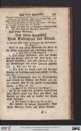 Das fuenfte Hauptstueck: Vom Sakrament des Altars