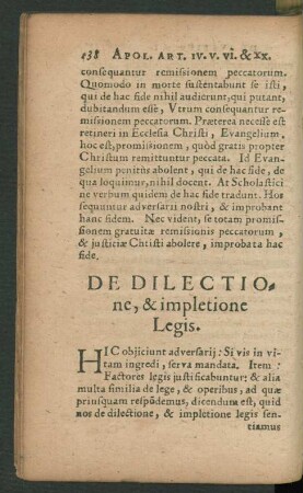 De Dilectione, & impletione Legis.