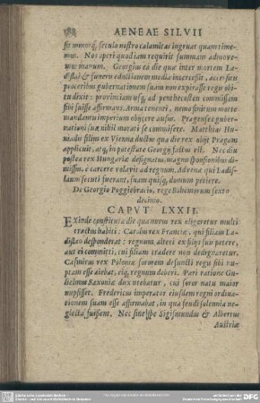 Caput LXXII. De Georgio Poggiebracio, rege Bohemorum sexto decimo