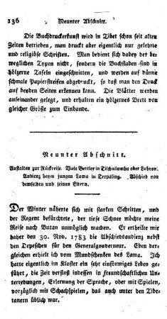 Neunter Abschnitt: Anstalten zur Rückreise. Viele Bettler in Tischulumbu oder Lubron. Audienz beym jungen Lama in Terpaling. Abschied von demselben und seinen Eltern.
