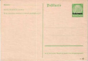 Postkarte, Briefmarke mit "Lothringen" überstempelt