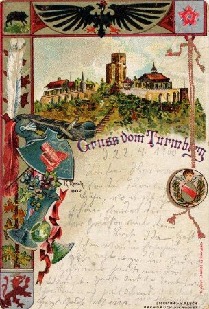 Postkartenalbum mit Motiven von Durlach. "Gruss vom Turmberg"