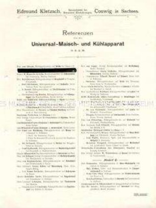 Referenzen über den Universal-Maisch- und Kühlapparat