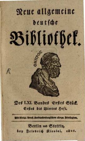 Neue allgemeine deutsche Bibliothek. 61. 1801