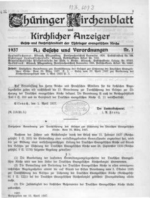 Nr. 1 : 22. April 1937