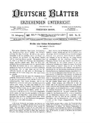 Grosse oder kleine Schulsysteme? : (Schluss)