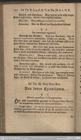 Ad. Tit. XI. Ord. Proc. Rec. Von denen Exceptionen