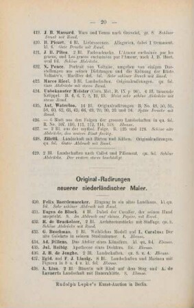Original-Radirungen neuerer niederländischer Maler