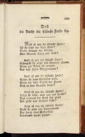 Daß die Rothe die schönste Farbe sey.