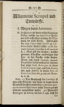 Allgemeine Scrupel und Einwürffe.