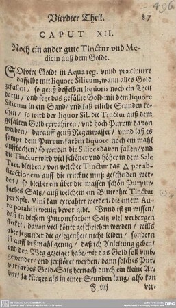CAPUT XII. Noch ein aner gute Tinctur und Medicin auß dem Golde.